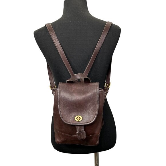 Vintage Coach Mini Backpack Daypack 9960 Brown Leather G8I-9960 Bag Purse - Picture 1 of 14